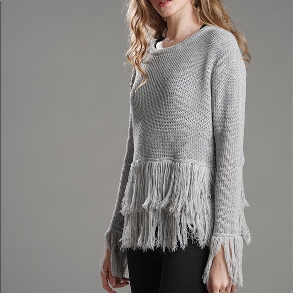 ♦️🆕Gray Tassel Detailed Sweater - Picture 3 of 5